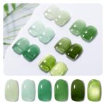 Jelly Green Milky White Gel Nail Polish Set 6 Colors UV