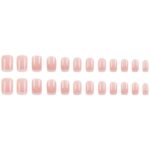 Medium Square White French Tip Press On Nails Glitter 24PCS