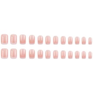 Medium Square White French Tip Press On Nails Glitter 24PCS