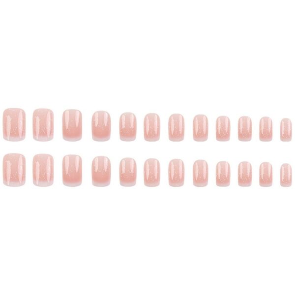 Medium Square White French Tip Press On Nails Glitter 24PCS