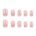 Medium Square White French Tip Press On Nails Glitter 24PCS