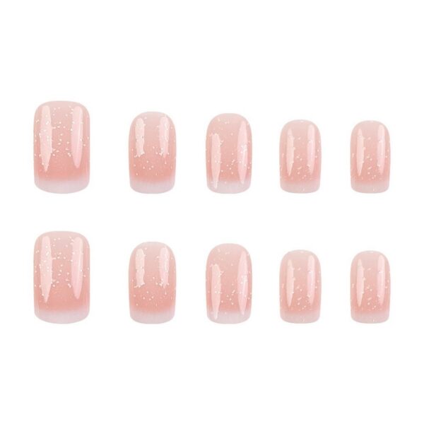 Medium Square White French Tip Press On Nails Glitter 24PCS