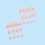 Medium Square White French Tip Press On Nails Glitter 24PCS