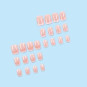 Medium Square White French Tip Press On Nails Glitter 24PCS