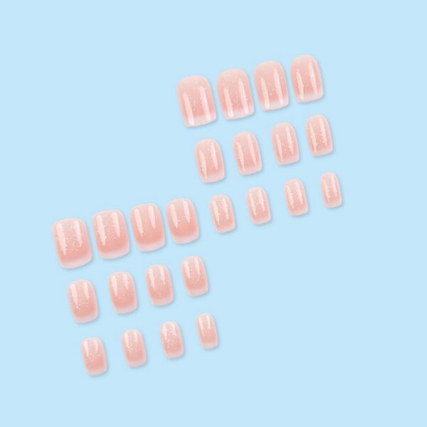 Medium Square White French Tip Press On Nails Glitter 24PCS