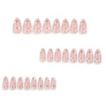 Medium Almond Pink Daisy Press On Nails Spring Floral 24PCS