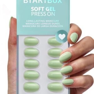 Pastel Green Press On Nails Extra Short Almond 32 Pcs Kit