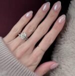 Champagne Pearl Oval Press On Nails Short Soft Gel 24PCS