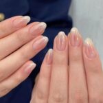 Nude Gradient French Tip Press On Nails Short Almond 24PCS
