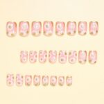 Spring Daisy French Tip Press On Nails Short Square 24PCS