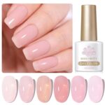 Born Pretty Jelly Pink Gel Nail Polish Nude Pink Sheer Translucent Valentine’s Day Gel Polish Milky Natural Gel Polish Set Nail Art Manicure DIY Kit Home Salon 6PCS