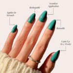 Emerald Green Press On Nails Short Almond 30 Pcs 15 Sizes