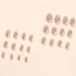 Nude Gradient French Tip Press On Nails Short Almond 24PCS