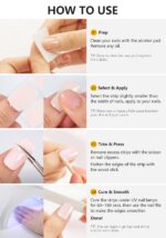 Elegant French Tip Semi Cured Gel Nail Wraps 20PCS
