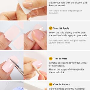 Elegant French Tip Semi Cured Gel Nail Wraps 20PCS