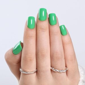 Fresh Green Press On Nails Short Square 30 Pcs 15 Sizes