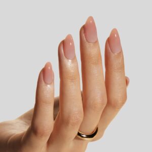 Soft Gel Nude Almond Press On Nails Short Barely Nude 32PCS