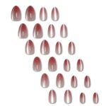 Sheer Pink Red Ombre Press On Nails Medium Almond