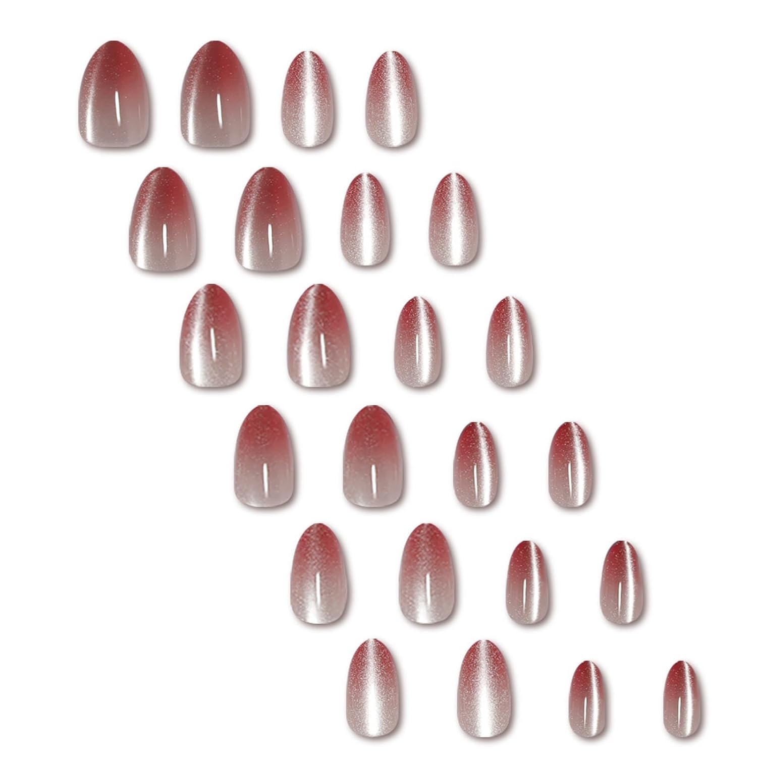 Sheer Pink Red Ombre Press On Nails Medium Almond