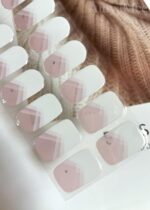 Elegant French Tip Semi Cured Gel Nail Wraps 20PCS