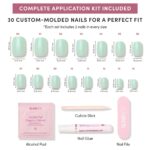 Mint Green Glazed Press On Nails Short Squoval 30 Pcs Kit
