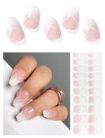 Elegant French Tip Semi Cured Gel Nail Wraps 20PCS