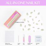Sage Green Soft Gel Press On Nails Short Almond 32PCS