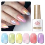 Born Pretty Jelly Pastel Gel Nail Polish Milky Jelly Gel Polish Spring Summer Macaron Candy Sweet Color Translucent Blue Red Green Yellow Pink Purple Easter…
