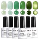 Green Jelly Glass Gel Nail Polish Set 6 Pcs Cat Eye UV LED