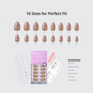 Chrome Nude Almond Press On Nails Short Champagne 32PCS