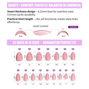 Soft Gel Nude Almond Press On Nails Short Barely Nude 32PCS
