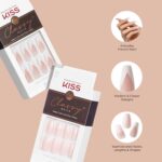 KISS Classy Press On Nails White Almond Medium 28PCS