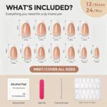 French White Edge Almond Press On Nails Full Cover 24PCS