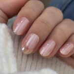 Champagne Pearl Oval Press On Nails Short Soft Gel 24PCS