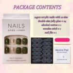 Green Leopard Gold Foil Press On Nails Short Square 24PCS