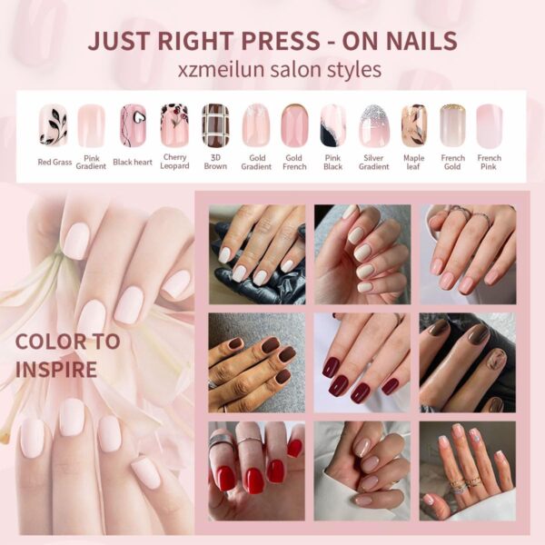 Blue Floral Acrylic Press On Nails Short Almond 24PCS