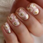 Spring Daisy French Tip Press On Nails Short Square 24PCS