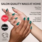 Emerald Green Press On Nails Short Almond 30 Pcs 15 Sizes