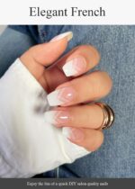 Elegant French Tip Semi Cured Gel Nail Wraps 20PCS