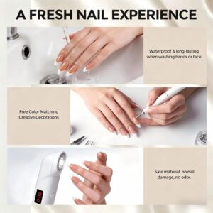 French White Edge Almond Press On Nails Full Cover 24PCS
