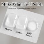 Double Rhythm 15ML Gel Nail Polish Pure Sheer Same Color Same Bottle Soak Off Gel Polish Art Manicure Salon DIY at Home for Women (Milky White-A1075)