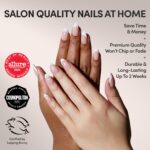 Glamnetic Press On Nails – MaDamn | French Tip UV Finish Short Pointed Almond Fake Nails, Salon Quality Semi-Transparent Nails in 12 Sizes – 24 Nail Kit with Glue