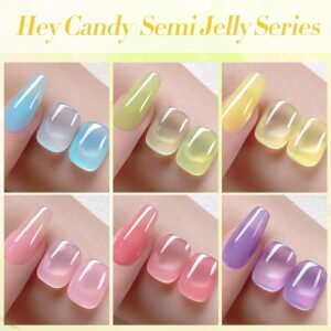 Born Pretty Jelly Pastel Gel Nail Polish Milky Jelly Gel Polish Spring Summer Macaron Candy Sweet Color Translucent Blue Red Green Yellow Pink Purple Easter…
