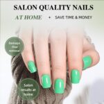 Fresh Green Press On Nails Short Square 30 Pcs 15 Sizes