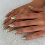 Sage Green Nails Short Almond Press On 30 Pcs Gel Finish