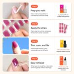 Heyhae Blue Semi Cured Gel Nail Strips No Lamp 28PCS