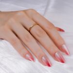 Sheer Pink Red Ombre Press On Nails Medium Almond