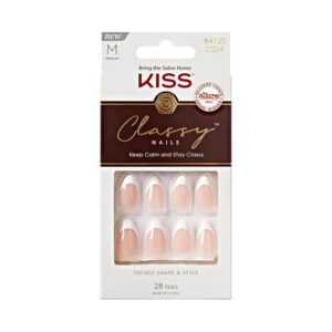 KISS Classy Press On Nails White Almond Medium 28PCS