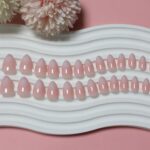 Pink Ombre Acrylic Press on Nails Short Almond Acrylic Nails Press Ons Full Cover Glue on Fake Nail with Silver Glitter Designs Reusable Artificial Stick on False Nail for Women 32Pcs