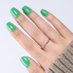 Fresh Green Press On Nails Short Square 30 Pcs 15 Sizes